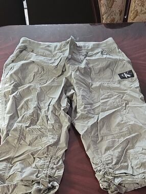 3 For $40 Calvin Klein Olive Green Cargo Capris with Drawstring Hems